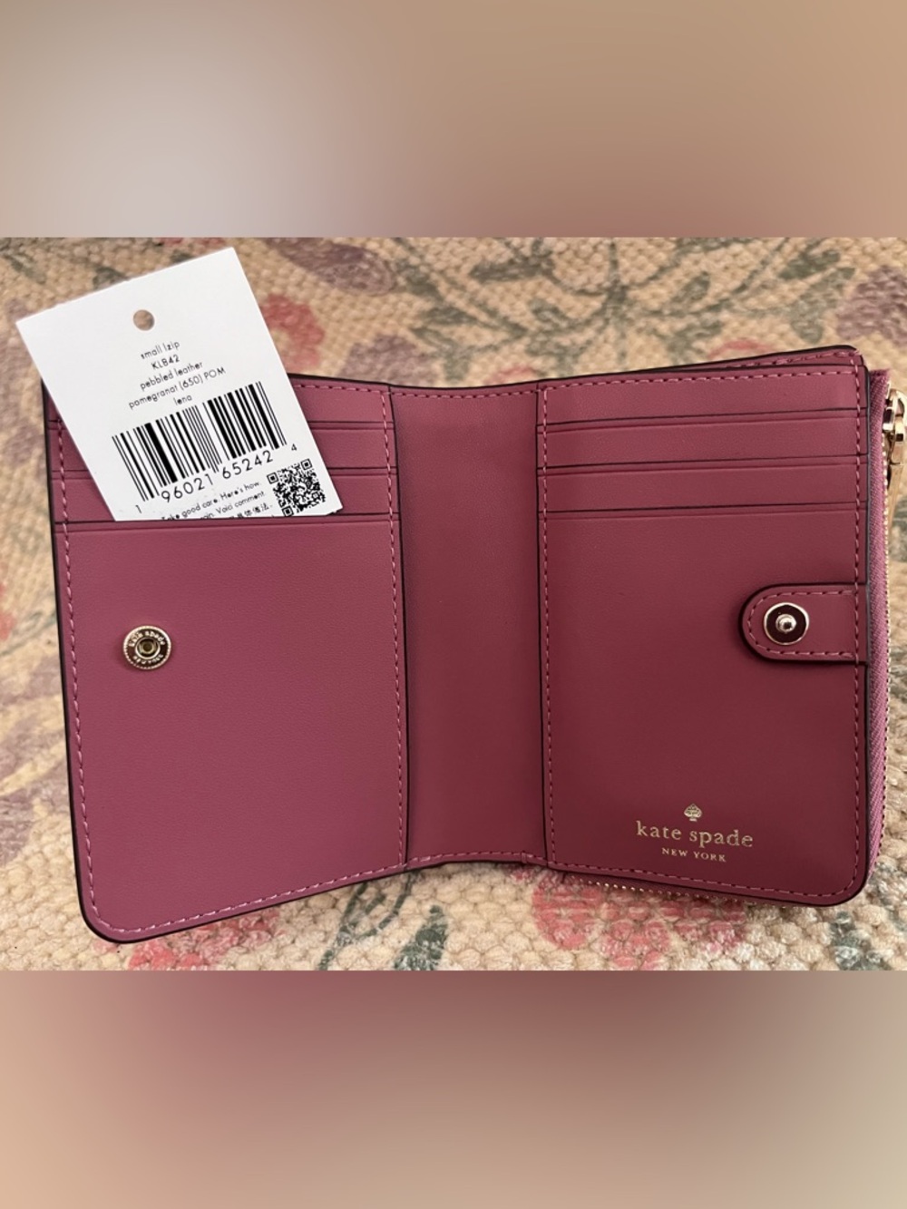 kate spade Small Pebbled Leather L-Zip Wallet - Picture 13 of 15